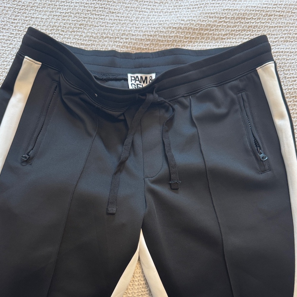 Pam & Gela Black Joggers with White Stripes